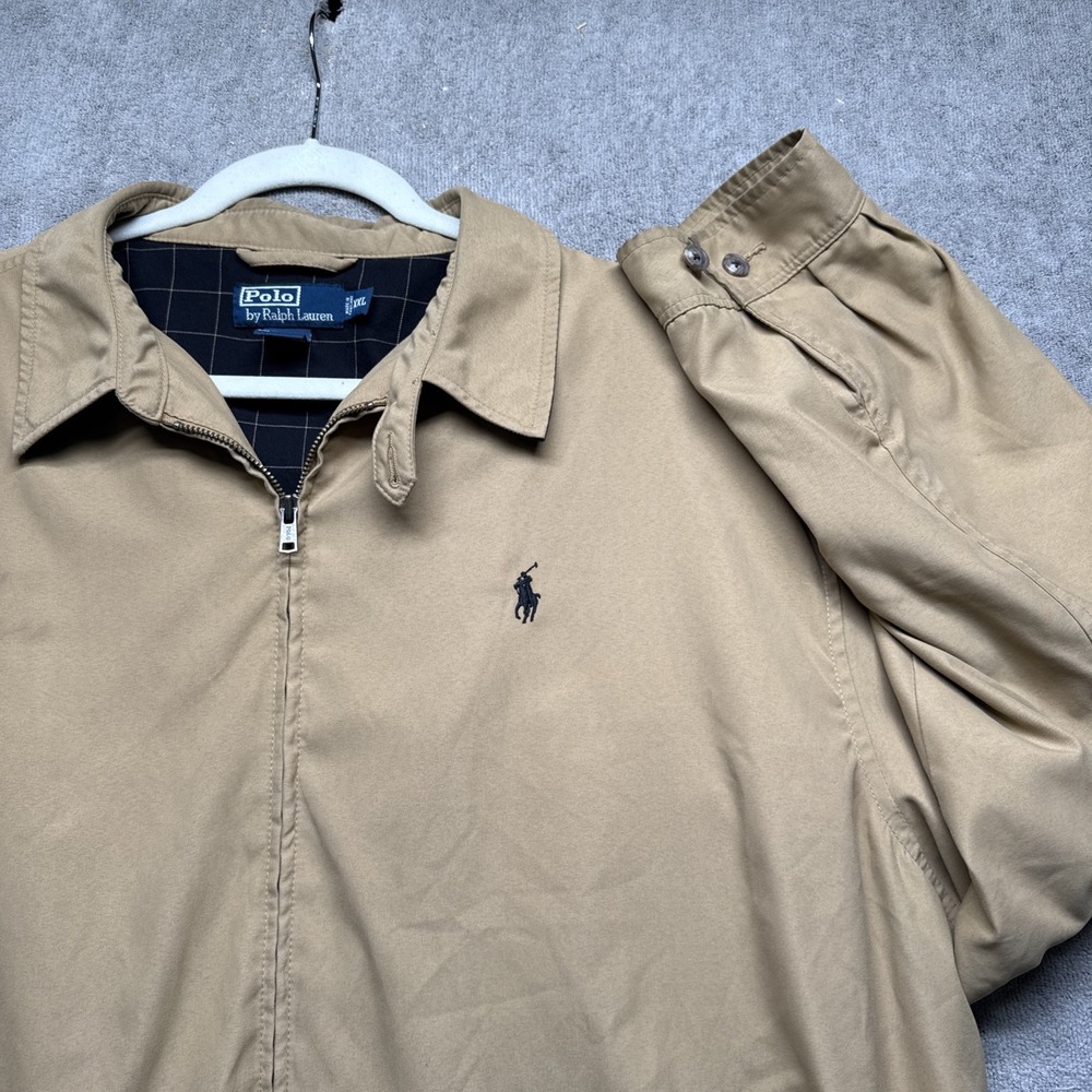 Polo Ralph Lauren‎ Mens XXL Khaki Harrington Jacket Plaid Lined Vintage 90s Coat